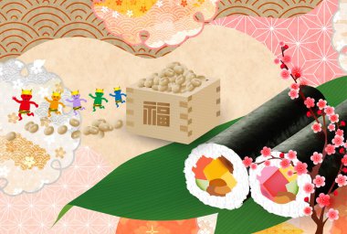 Setsubun Ebomaki Japanese Pattern Background clipart