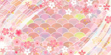 Japon Kalıplı Kiraz Çiçekleri Bahar Arkaplanı