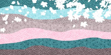 kiraz çiçeği Japon kağıt desenli arka plan