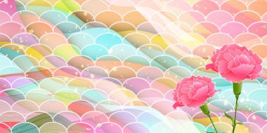 Anneler Günü karanfili Japon desenli arka plan