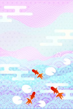 Japon Balığı Yaz Sulu Japon Desenli Arkaplan