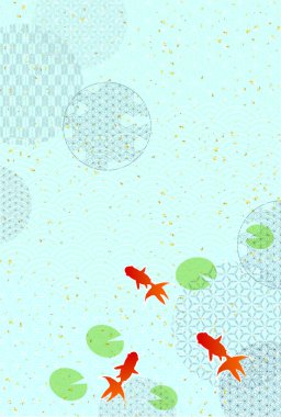 Japon Balığı Yaz Sulu Japon Desenli Arkaplan