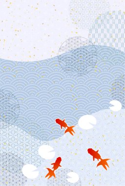 Japon Balığı Yaz Sulu Japon Desenli Arkaplan