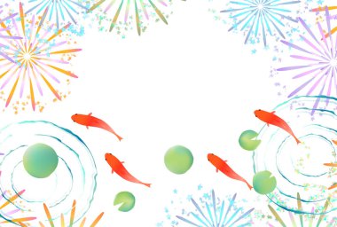 Japon Balığı Yaz Sulu Japon Desenli Arkaplan