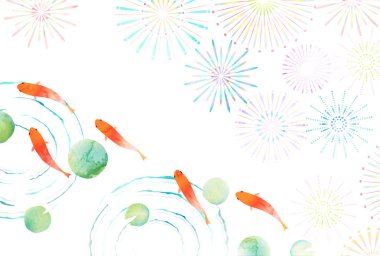 Japon Balığı Yaz Sulu Japon Desenli Arkaplan