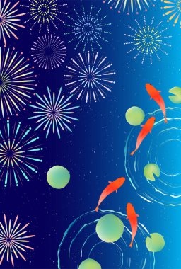 Japon Balığı Yaz Sulu Japon Desenli Arkaplan