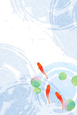 Japon Balığı Yaz Sulu Japon Desenli Arkaplan