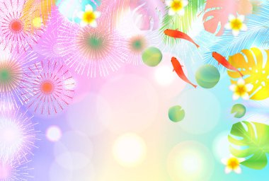 Japon havai fişekleri yaz manzarası