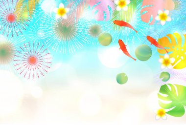 Japon havai fişekleri yaz manzarası