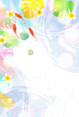 Japon Balığı Yaz Sulu Japon Desenli Arkaplan