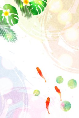 Japon Balığı Yaz Sulu Japon Desenli Arkaplan