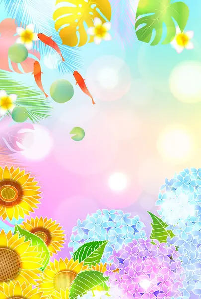 Japon Balığı Yaz Sulu Japon Desenli Arkaplan