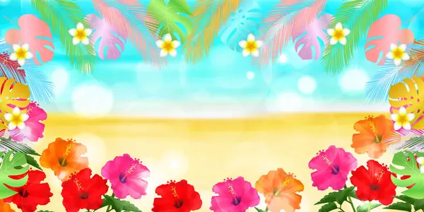 Hibiscus Yaz Sulu Japon Desenli Arkaplan