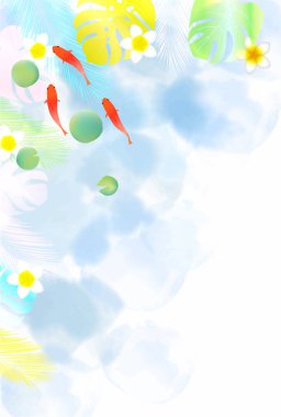 Japon Balığı Yaz Sulu Japon Desenli Arkaplan