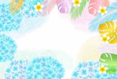 Ortanca Yaz Sulu Japon Desenli Arkaplan