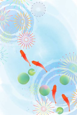 Japon Balığı Yaz Sulu Japon Desenli Arkaplan