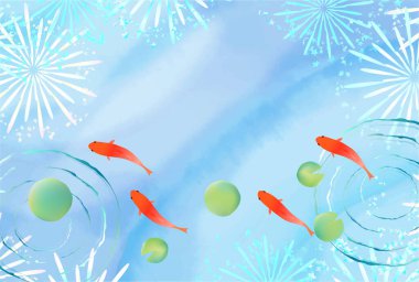 Japon Balığı Yaz Sulu Japon Desenli Arkaplan