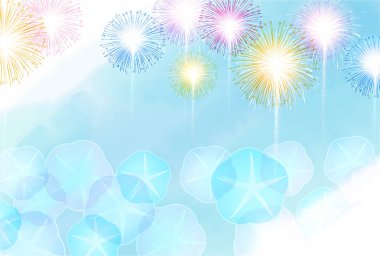 Havai fişekler Sabah Zaferi Yaz Japon Deseni Arkaplanı