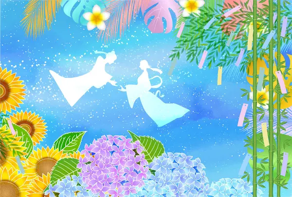 Tanabata Samanyolu yaz arkaplanı