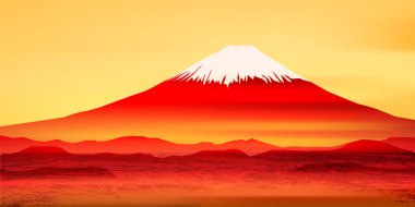 Fuji Japon Deseni Sonbahar Arkaplanı
