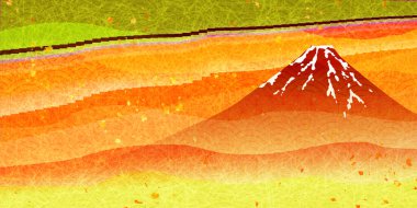 Fuji Japon Deseni Sonbahar Arkaplanı