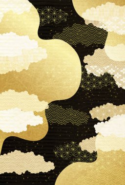 Japon Desenli Nhojo Altın Arkaplanı