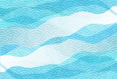 Japon Desenli Nhojo Mavi Arkaplan