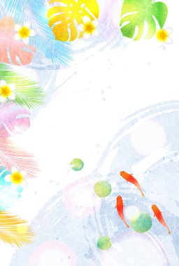 Japon Balığı Yaz Sulu Japon Desenli Arkaplan