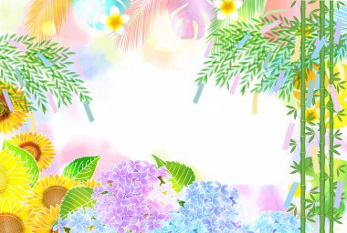 Tanabata Tanzaku Yaz Ayçiçeği Arkaplanı