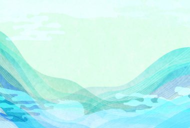 Mavi Japon Desenli Nami Deseni Arkaplanı