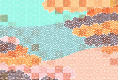 Sonbahar Renkli Japon Deseni Arkaplanı