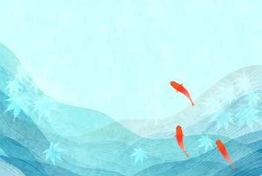 Japon Balığı Yaz Sulu Japon Desenli Arkaplan