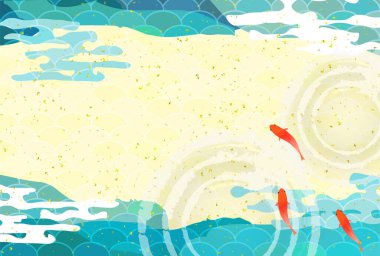 Japon Balığı Yaz Sulu Japon Desenli Arkaplan