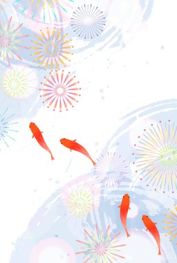 Japon Balığı Yaz Sulu Japon Desenli Arkaplan