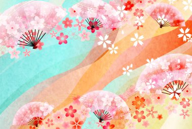 Japon Kalıplı Kiraz Çiçekleri Arkaplanı