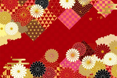 Kasımpatı Japon Şablonu Nişan Arkaplanı