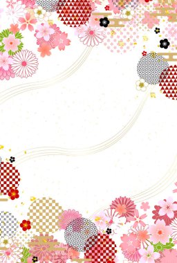 Kiraz Çiçekleri Japon Şablonu Gece Arkaplanı