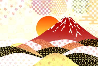 Fuji Japon Şablonu Nişan Arkaplanı