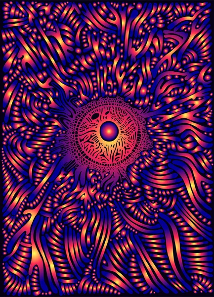Lebendige Psychedelische Trippy Abstrakte Muster Orange Rosa Violetten Farbverlauf Effekt — Stockvektor