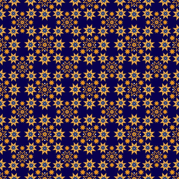 Ethnic Portuguese Azulejo Tile Style Seamless Pattern Oriental Design Fabric — Stock Vector