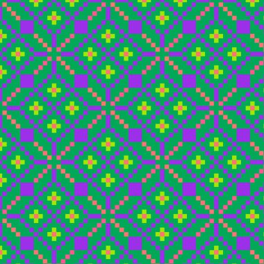 8-bit stylish colorful funny pixel art pattern. Colorful abstract retro graphics texture of 80 s style. Vector cute cartoon wallpaper design for celebration, fabric, textile, background