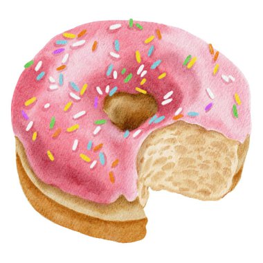 Watercolor illustration Donut Doughnut 
