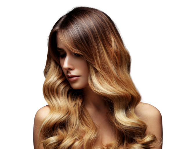 Güzel sarışın kadın ile uzun, sağlıklı, düz ve parlak saçlar. Saç modeli bağsız kıl