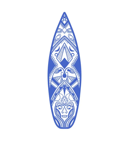 Planche Surf Avec Ornement Artistique Illustration Vectorielle — Image vectorielle