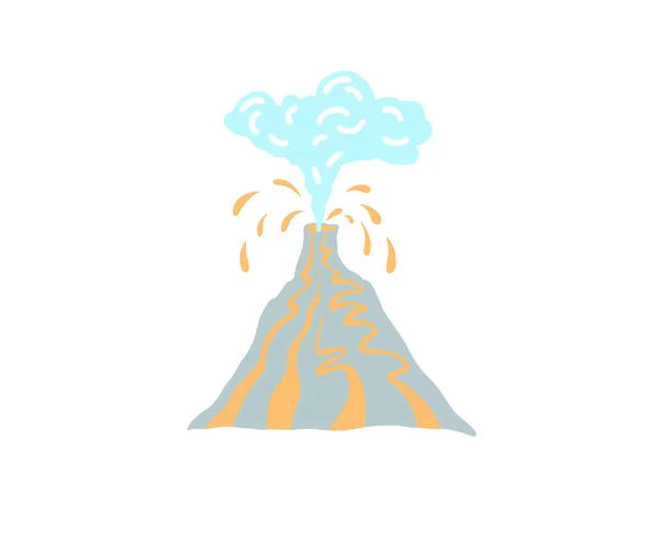 Letusan Gunung Berapi Dengan Asap Dan Percikan Lava Ilustrasi Vektor - Stok Vektor