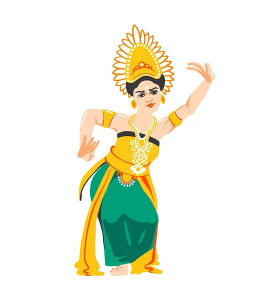 Balinese Woman Dancer Traditional Dress Vector Illustration — Stock Vector