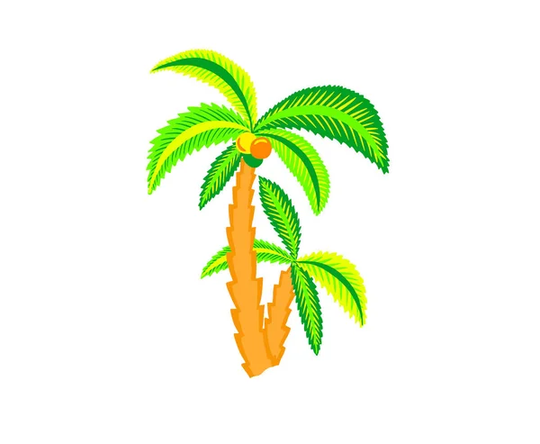 Kokosnoot Palmboom Platte Vector Illustratie — Stockvector