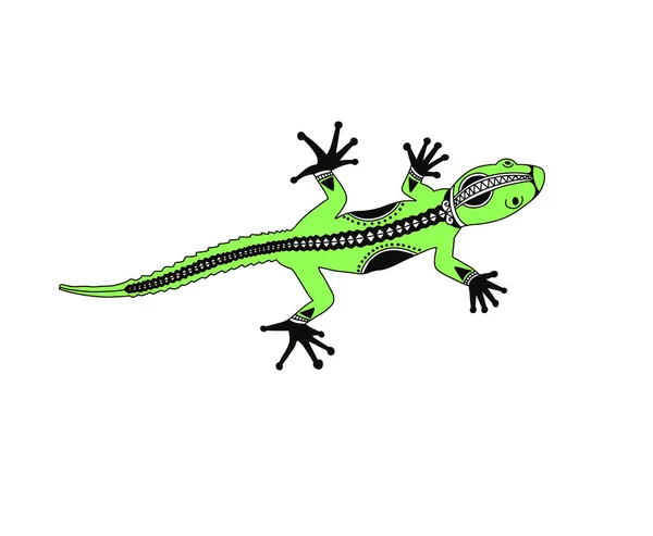 Ödla Gecko Dekorativ Platt Stil Vektor Illustration — Stock vektor