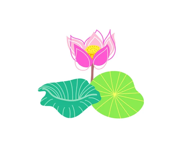 Bataklıkta Yaprakları Olan Nilüfer Çiçeği Düz Stil Vektör Çizimi — Stok Vektör
