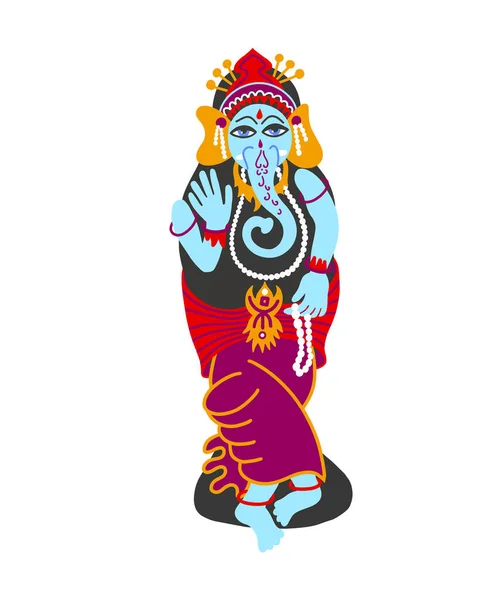 Dios Hinduismo Ganesha Forma Elefante Estilo Plano Ilustración Vectorial — Vector de stock